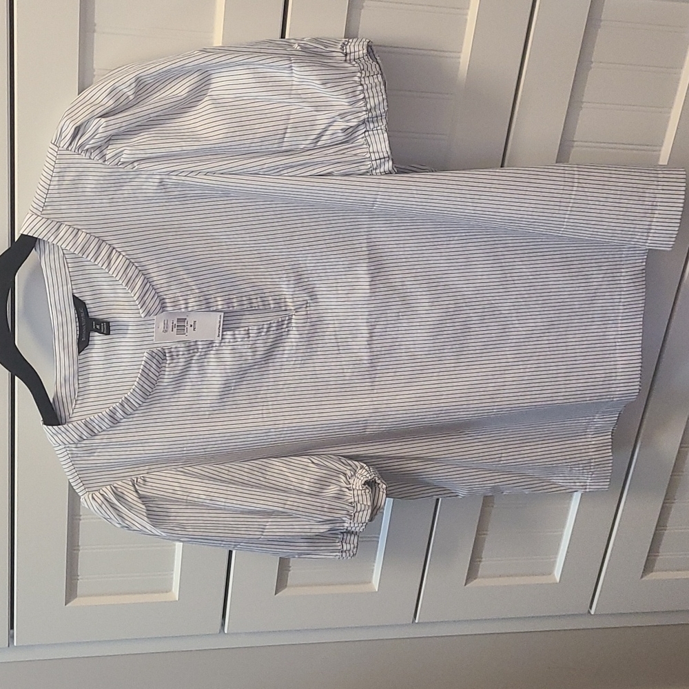 Banana Republic white and blue stripe short sleeve